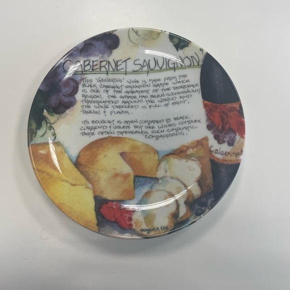 Cabernet Sauvignon Decorative Cheese Dessert Plate Deborah K. Ellis SBCD - Picture 1 of 4